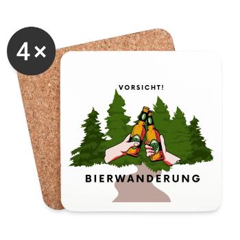 "Vorsicht Bierwanderung" - Untersetzer (4er-Set) - Weiß - Vorne