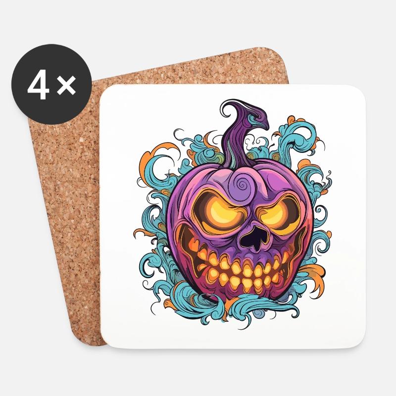 Halloween gruseliger Kürbis - Untersetzer (4er-Set) - Weiß
