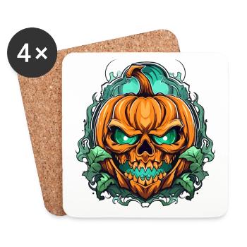 Halloween Pumpkin Skull - Coasters (set of 4) - white - Front