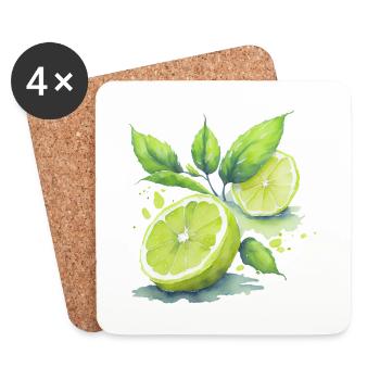 Refreshing lime for hot summer days - Coasters (set of 4) - white - Front