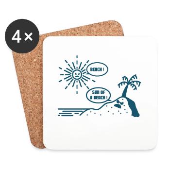 BEACH ! SUN OF A BEACH ! (plage, été, vacances) - Dessous de verre (lot de 4) - blanc - Devant
