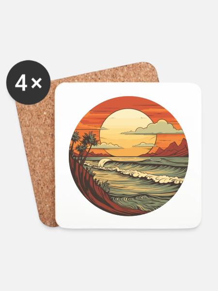 Vintage Sunset - Untersetzer (4er-Set) - Weiß