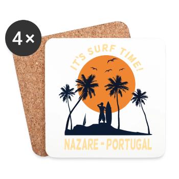 Nazare Portugal It s Surf Time Surfer Surfen - Untersetzer (4er-Set) - Weiß - Vorne