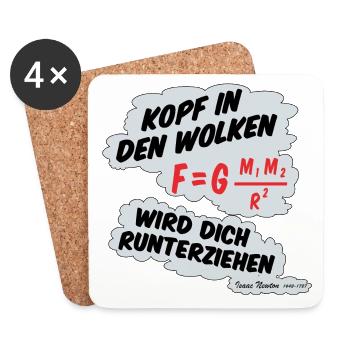 Kopf in den Wolken, ***** wird dich runterziehen. - Untersetzer (4er-Set) - Weiß - Vorne