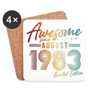 August 1983 Vintage Vintage Birthday Retro - Coasters (set of 4) - white - Front