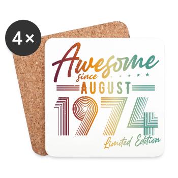 August 1974 Vintage Jahrgang Geburtstag Retro - Untersetzer (4er-Set) - Weiß - Vorne