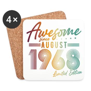 August 1968 Vintage Vintage Birthday Retro - Coasters (set of 4) - white - Front