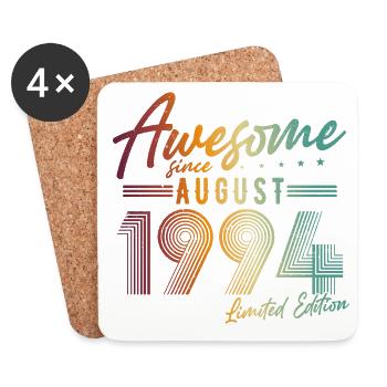 Août 1994 Vintage Vintage Anniversaire Rétro - Dessous de verre (lot de 4) - blanc - Devant