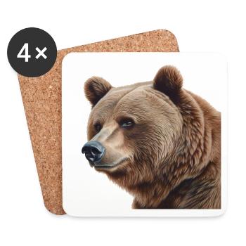 Ours - Dessous de verre (lot de 4) - blanc - Devant