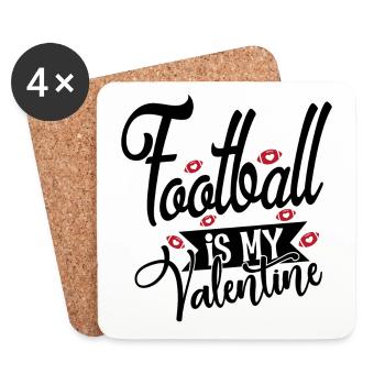 Le football est ma Saint-Valentin - Football américain - Dessous de verre (lot de 4) - blanc - Devant