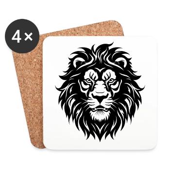 Lion Africa Animal Motif Wildlife Animal Safari Holiday - Coasters (set of 4) - white - Front