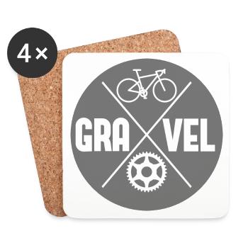 Gravel Bike Fahrrad Radfahrer Radfahrerin - Untersetzer (4er-Set) - Weiß - Vorne