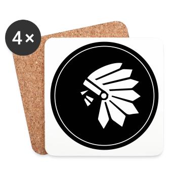 Symbole de tête amérindien - Dessous de verre (lot de 4) - blanc - Devant