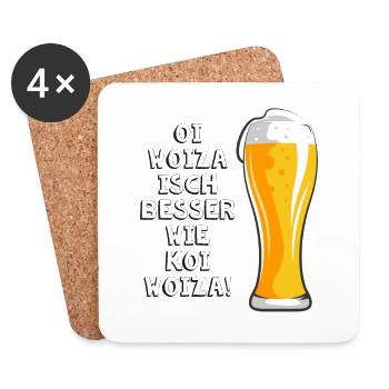 Woiza Weizen Spruch Schwabe Sprüche Schwäbisch - Untersetzer (4er-Set) - Weiß - Vorne