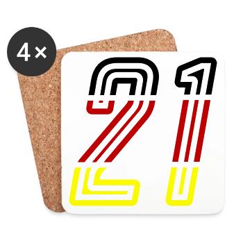 21 Symbole numérique Allemagne - Dessous de verre (lot de 4) - blanc - Devant