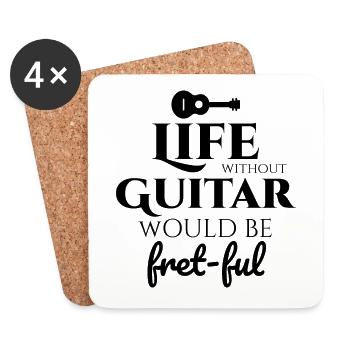 Fret-fully Funny: Mit Gitarren das Leben feiern - Untersetzer (4er-Set) - Weiß - Vorne