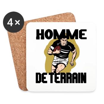 HOMME DE TERRAIN ! (Rugby) - Dessous de verre (lot de 4) - blanc - Devant