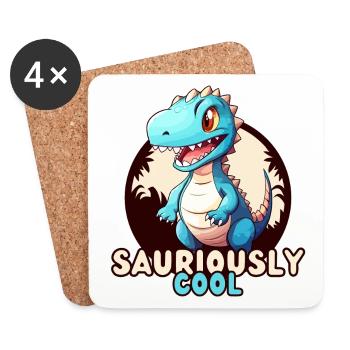 Dinosaur - SAURIOUSLY Cool - Coasters (set of 4) - white - Front