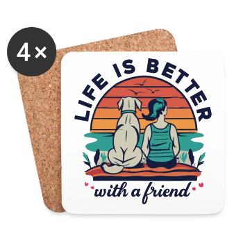 La vie est meilleure avec un ami chien amoureux des chiens - Dessous de verre (lot de 4) - blanc - Devant