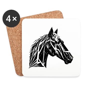 Tête de cheval élégante en géométrie - Dessous de verre (lot de 4) - blanc - Devant