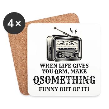 Vintage Radio Aesthetic with a Humorous QSOmething - Coasters (set of 4) - white - Front