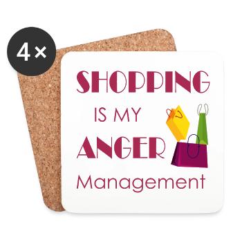 Shopping is my Anger Management - Coasters (set of 4) - white - Front
