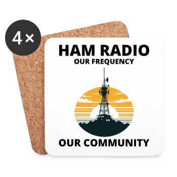 Tour de radio amateur Sunrise unissant notre fréquence - Dessous de verre (lot de 4) - blanc - Devant
