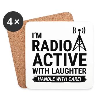 Radio Active Laughter: Handle with Care Ham Radio - Coasters (set of 4) - white - Front