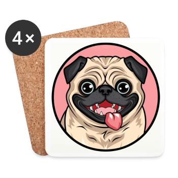 sweet pug funny laughing circle cripy spook - Coasters (set of 4) - white - Front
