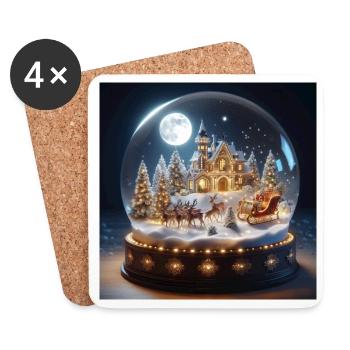 Christmas Christmas Tree Midnight Mass Santa Claus Gifts - Coasters (set of 4) - white - Front