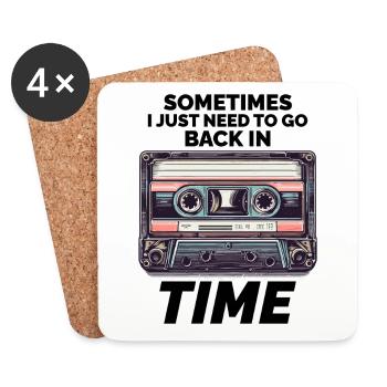 Vintage '80s Cassette Tape: Time Travel in Style - Coasters (set of 4) - white - Front