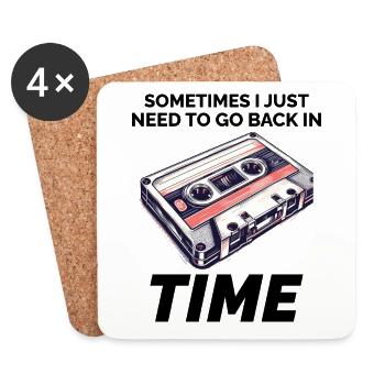 Vintage '80s Cassette Tape: Time Travel in Style - Coasters (set of 4) - white - Front