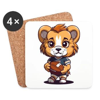Mignon lion mascotte d’animal de football américain - Dessous de verre (lot de 4) - blanc - Devant