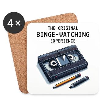 Retro VHS Kassette Nostalgisches 80er Jahre Binge-Watching - Untersetzer (4er-Set) - Weiß - Vorne