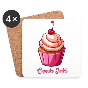 Cupcake Junkie Cupcakes Candy Produits de boulangerie - Dessous de verre (lot de 4) - blanc - Devant