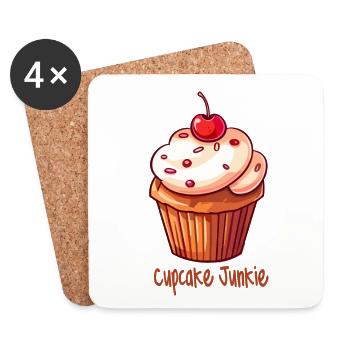 Cupcake Junkie Cupcakes Candy Produits de boulangerie - Dessous de verre (lot de 4) - blanc - Devant