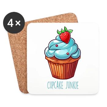 Cupcake Junkie Cupcakes Bonbons Produits de boulangerie - Dessous de verre (lot de 4) - blanc - Devant