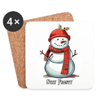 Bonhomme de neige drôle Stay Frosty - Dessous de verre (lot de 4) - blanc - Devant