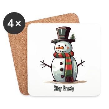 Bonhomme de neige drôle Stay Frosty - Dessous de verre (lot de 4) - blanc - Devant