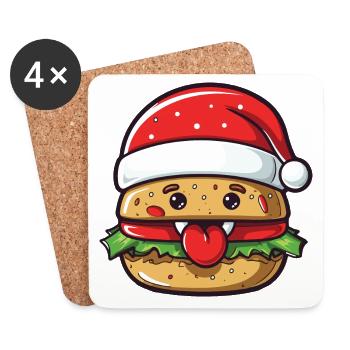 Burgers de Noël - Dessous de verre (lot de 4) - blanc - Devant
