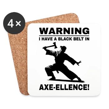 Lancer de hache Ninja Axe Thrower Black Belt Drôle - Dessous de verre (lot de 4) - blanc - Devant