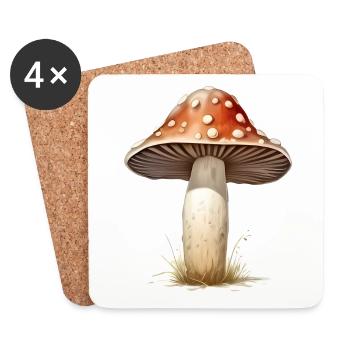 Toadstool Mushroom Mushroom Picker - Dessous de verre (lot de 4) - blanc - Devant