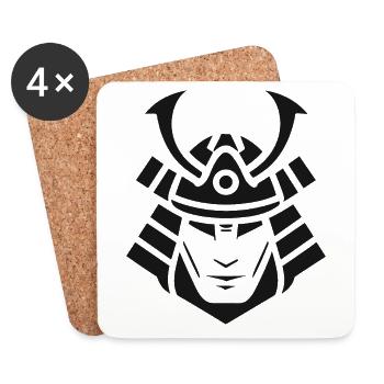 Samurai Helmet Logo Katana Swordsman - Coasters (set of 4) - white - Front