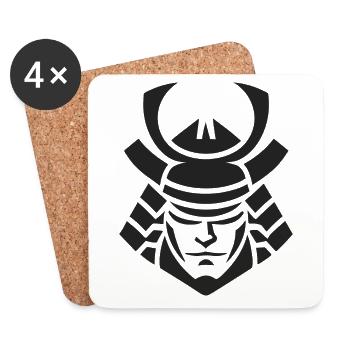 Samurai Helmet Logo Katana Swordsman - Coasters (set of 4) - white - Front