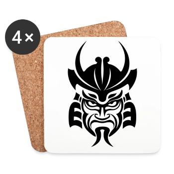 Samurai Helmet Logo Katana Swordsman - Coasters (set of 4) - white - Front