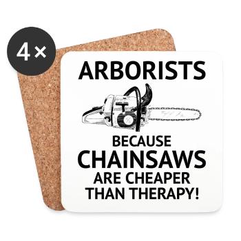 Arborist Tree Climber Climbing Trimmer Chainsaw - Coasters (set of 4) - white - Front