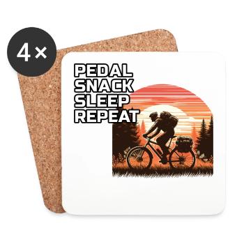 Retro Sunset Bikepacking Adventure Forest Trail - Coasters (set of 4) - white - Front