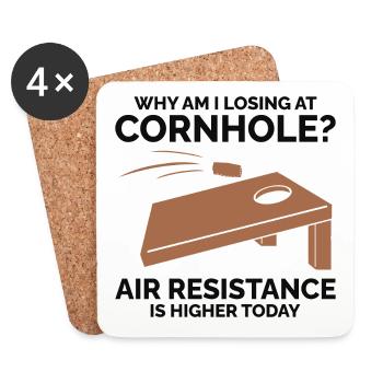 Pourquoi est-ce que je perds à Cornhole ? Résistance à l’air plus élevée - Dessous de verre (lot de 4) - blanc - Devant