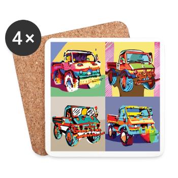 Unimog - Modern - Warhol - Outil motorisé universel - Dessous de verre (lot de 4) - blanc - Devant