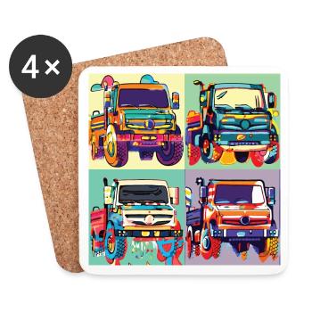 Unimog - Modern - Warhol - Outil motorisé universel - Dessous de verre (lot de 4) - blanc - Devant